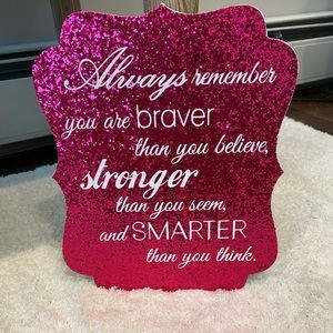 Pink sparkly wall plaque